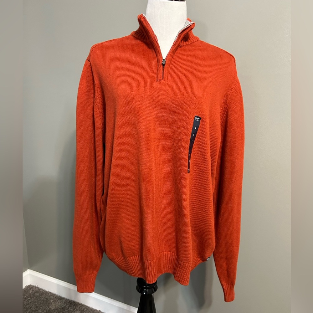 Chaps men’s long sleeve knit sweater with half front zip new with tags